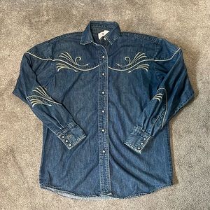 Vintage Blue Denim Button Down Shirt